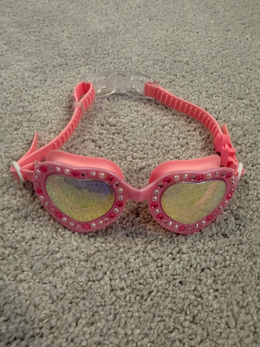 Pink Heart Bling-o kids Swim Goggles with Rhinestones💖